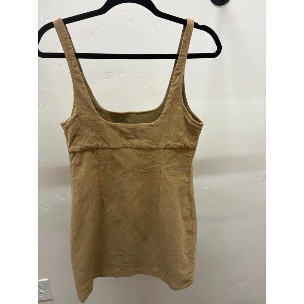 Urban Outfitters Corduroy Mini Dress Tan Camel Sleeveless Square Neck Medium